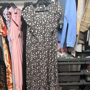 Floral Plus Black Dress